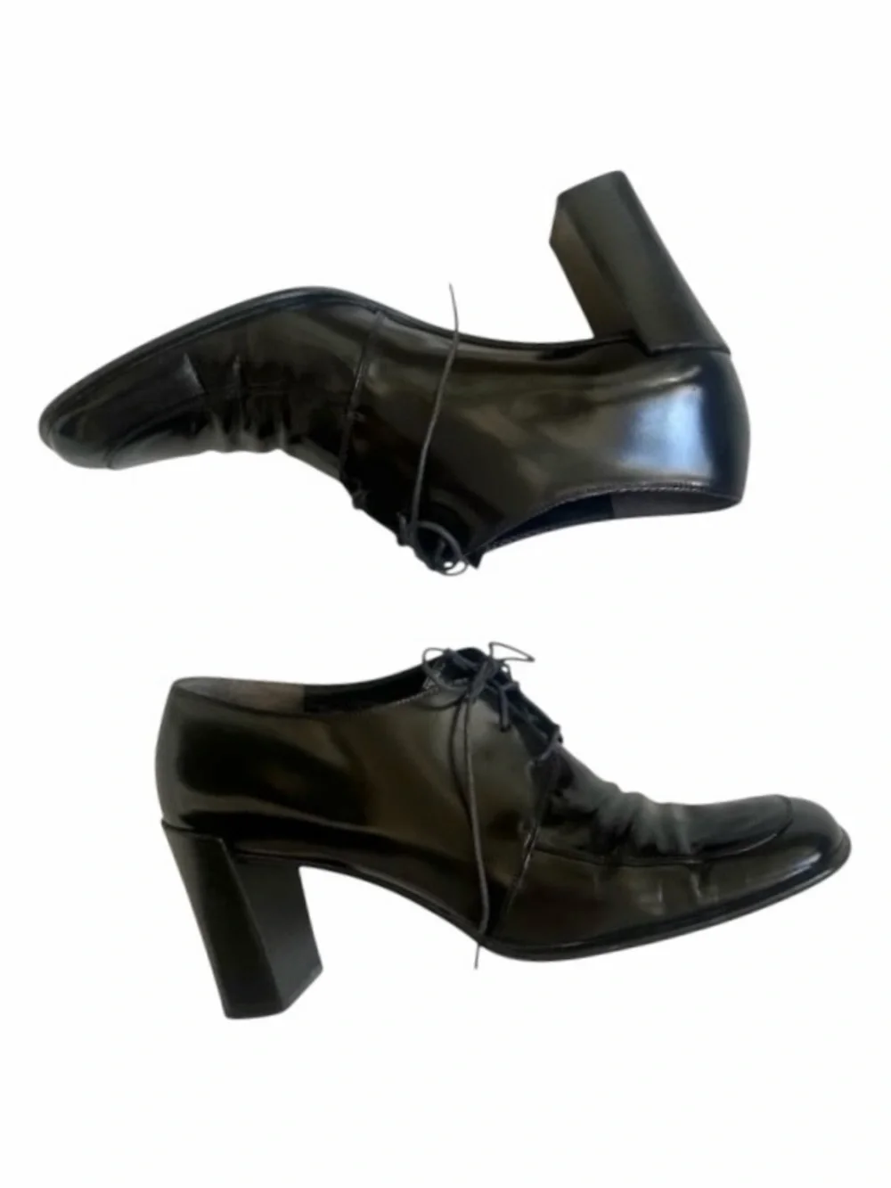 Richard Tyler Black Leather Lace Up Heeled Oxford Dress Shoes Size 7.5 N